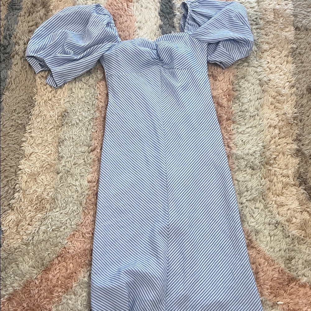 En Saison Blue Puff Sleeve Dress